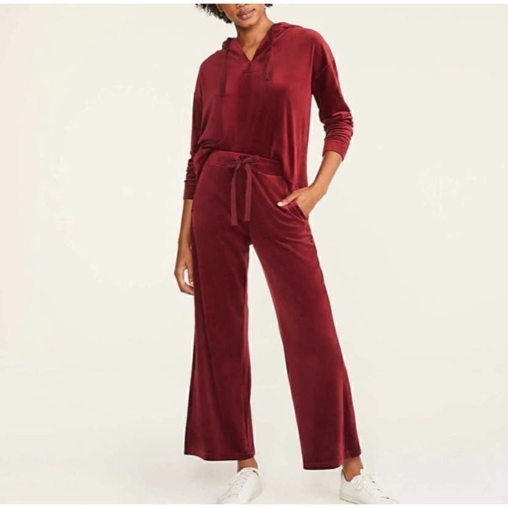 Lou & Grey Velour Wide Leg Track Suit Size Large